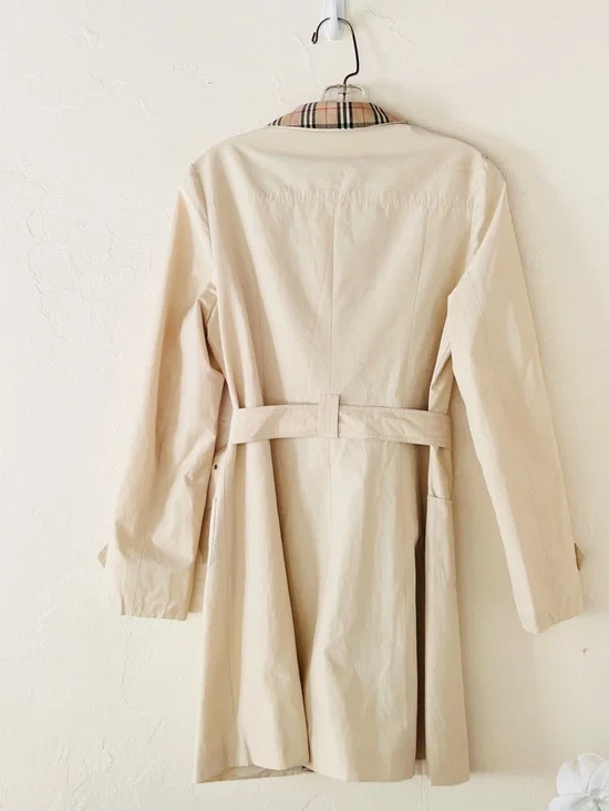 D&G Cream Lightweight Trench Coat Nova Check Lining Large - Picture 6 of 7